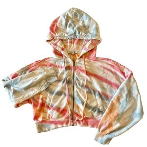 Young Fabulous and Broke Cropped Oversized Tie Dye Hoodie Jacket Large